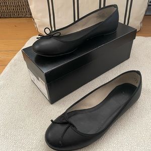 7W J Crew Classic Leather Ballet Flats (Black)